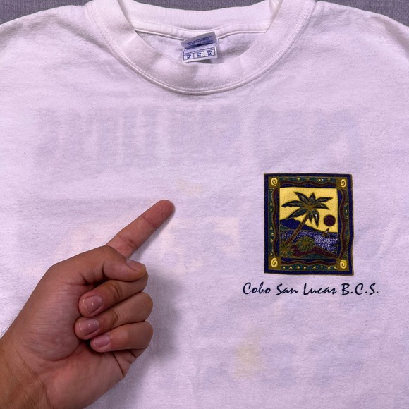 YAZBEK Mens Medium Cabo San Lucas Mexico Graphic T Shirt Heavy Weight White - Picture 8 of 10